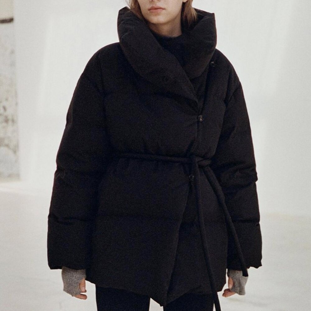 W Concept Lamerei High Neck Down Jacket Puffer Jacket Black S/M - Picture 3 of 9